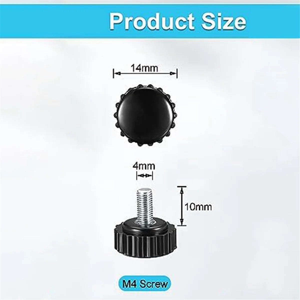Винтовой накатанный винт, 20 шт., M4 X 10 мм крепежные болты, винтовые ручки, ручки, черные круглые зажимные винтовые ручки