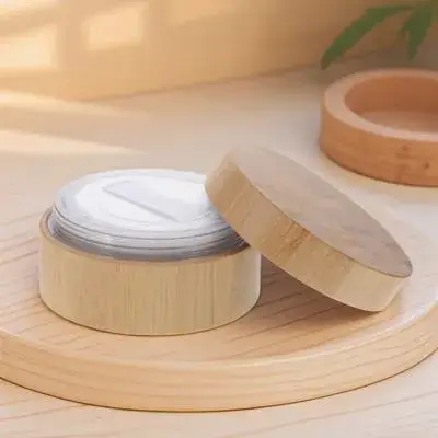 

30Ml Empty Case Bamboo Container Makeup Powder Jar With Sifter Lid Powder Puff Holder Portable Leakproof For Travel