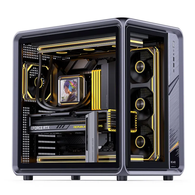 JONSBO BO400 Computer Case Tempered Glass 360 Water Cooling ATX Back Plug Aluminum Alloy Frame PC Case Gaming Computer Case