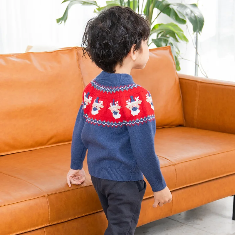 2024 Children Boys Christmas Knitted Pullover Autumn Elk Kids Boy Sweater Long Sleeves High Quality Knitting Sweater Cartoon Top