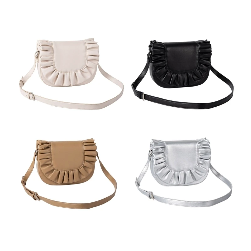 

Casual PU Shoulder Bag with Pleated Cover Satchel for Trendy Daily Wear