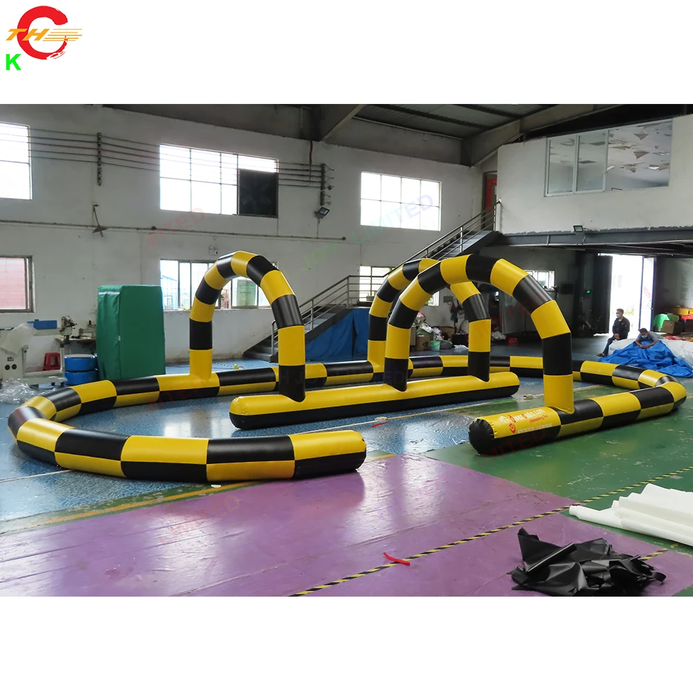 Free Shipping 12x6m PVC inflatable Commercial Inflatable Car Race Track for Go kart RC Cars Competition