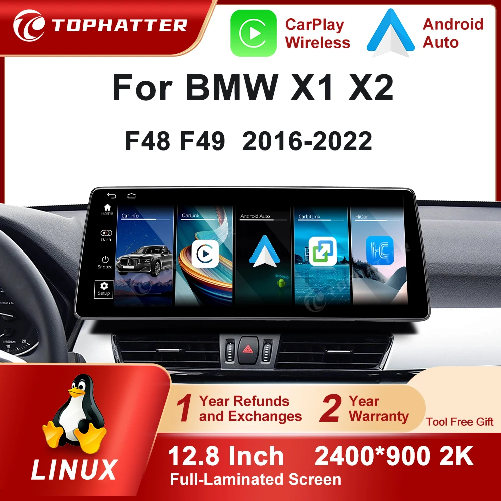 

CarPlay For BMW X1 X2 2016-2022 F48 F49 NBT/EVO System 12.8in 2K Screen Car Radio LInux Multimedia Player Navi Head Unit 360