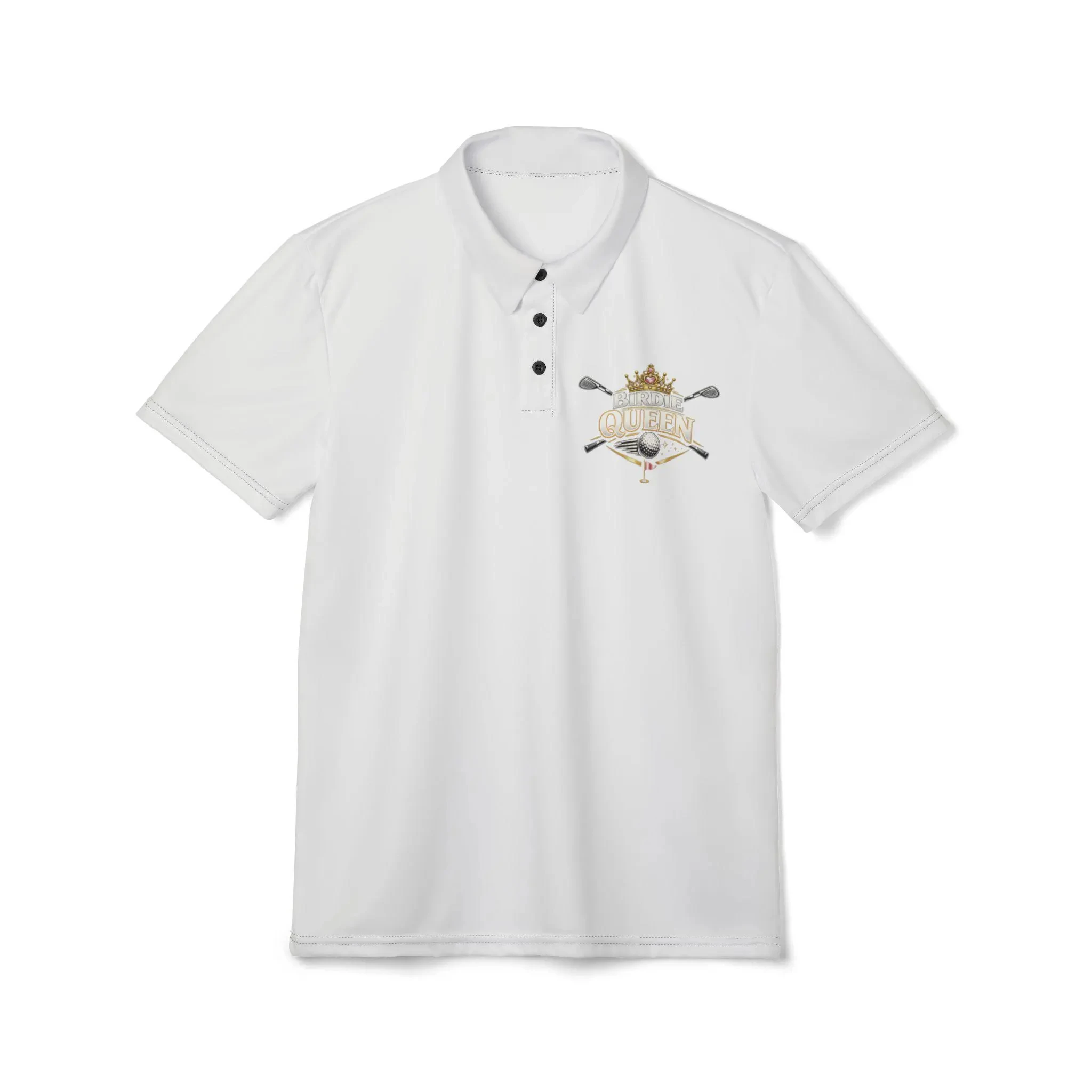 Birdie Queen! For Golf Lovers | Golf Clubs Crown Emblem Shirt Short-sleeved Polo Shirt in White T Shirt Short Sleeve Summer Tops