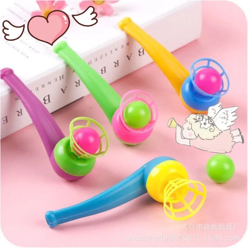 10 ชิ้น/เซ็ต Blow PIPE & Balls เด็กเป่าเป่าของเล่นเด็กกีฬาเกมของขวัญท่อพลาสติกลูกบอลของเล่นสําหรับหญิงสีสุ่ม ﻿