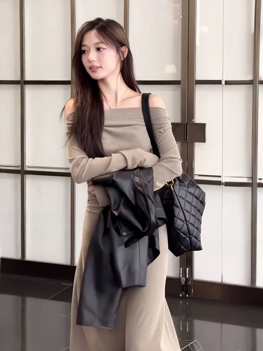 

Новая женская модная длинная юбка-миди с высокой талией, плиссированная, приталенная, фасона «рыбий хвост», для офиса и повседневной носки, осень 2025