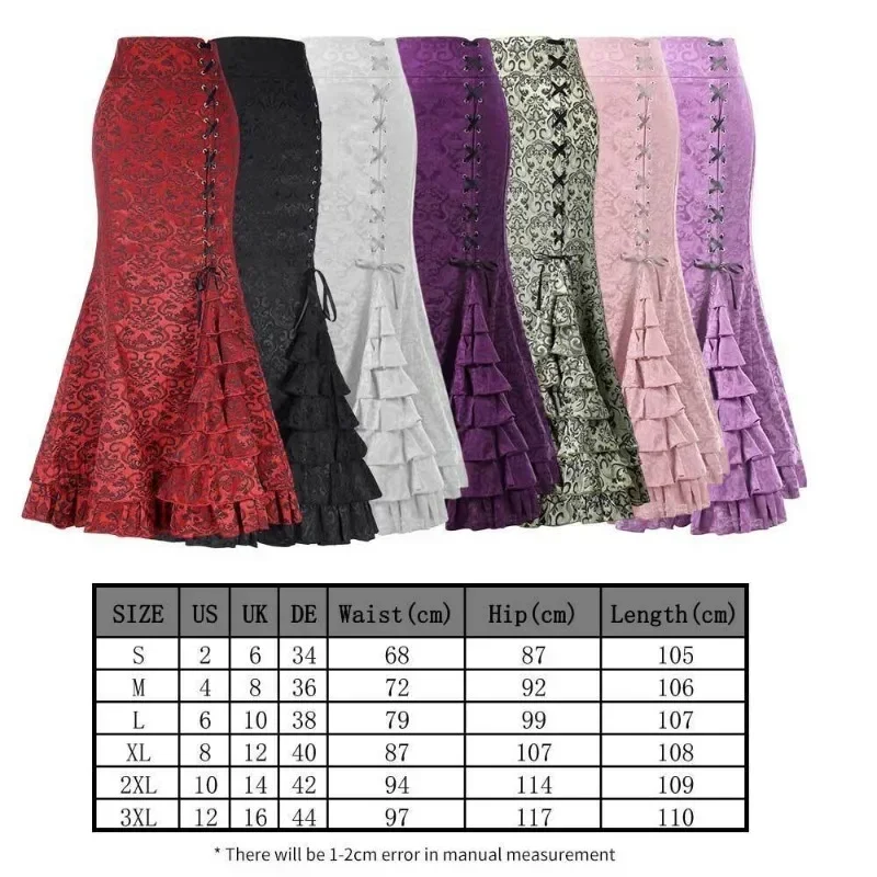 Women\'s Midi Y2k Skirt Victorian Retro High Waist Elegant Temperament Skirt Steampunk Gothic Style Fishtail Skirt Party Clothes