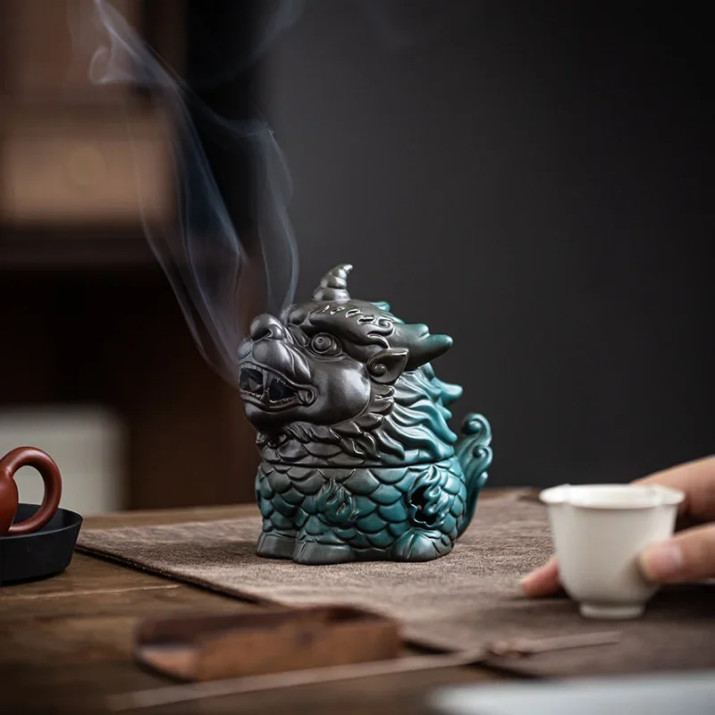 Kirin Plate Incense Stove Eaglewood Sandalwood Home Indoor Tea Table Incense Tea Ceremony Zen Ceramic Decoration Incense Burner