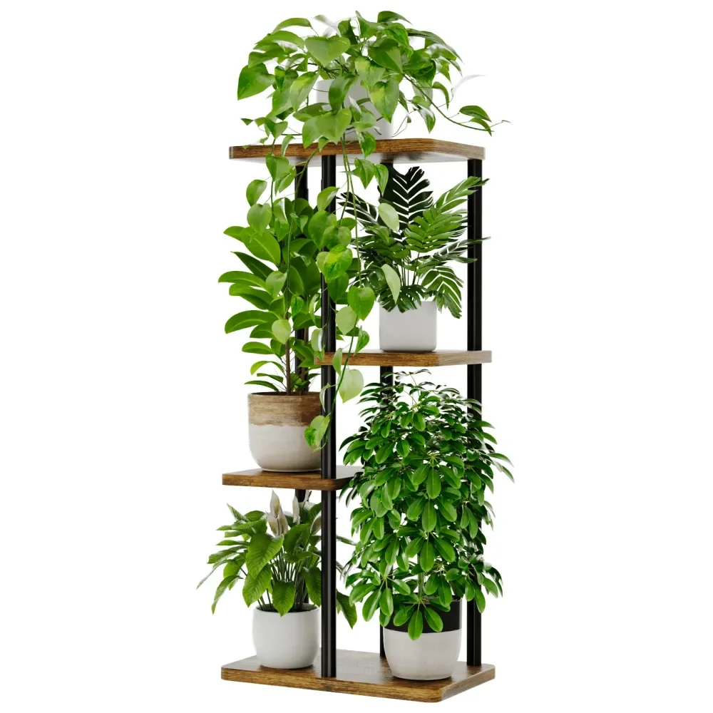 

Stand Indoor, Corner 4 Tier Metal Plant Shelf For Multiple Plants, Tiered Flower Pot Stands For Patio Garden Balcony Living Roo