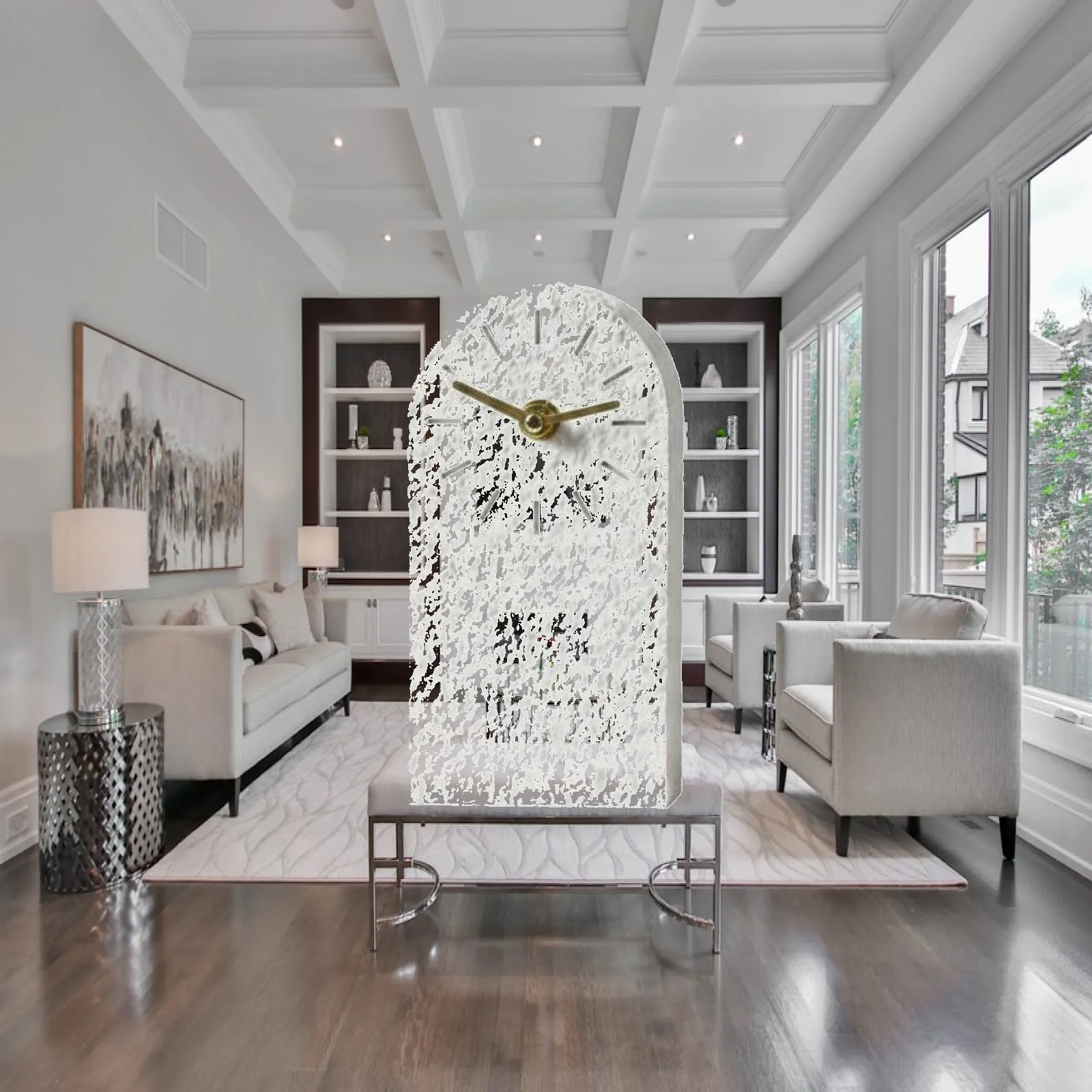 Desktop Timepiece Modern Sandstone Table Clock Silent Movement Decorative Desk Clock for Bedroom Living Room