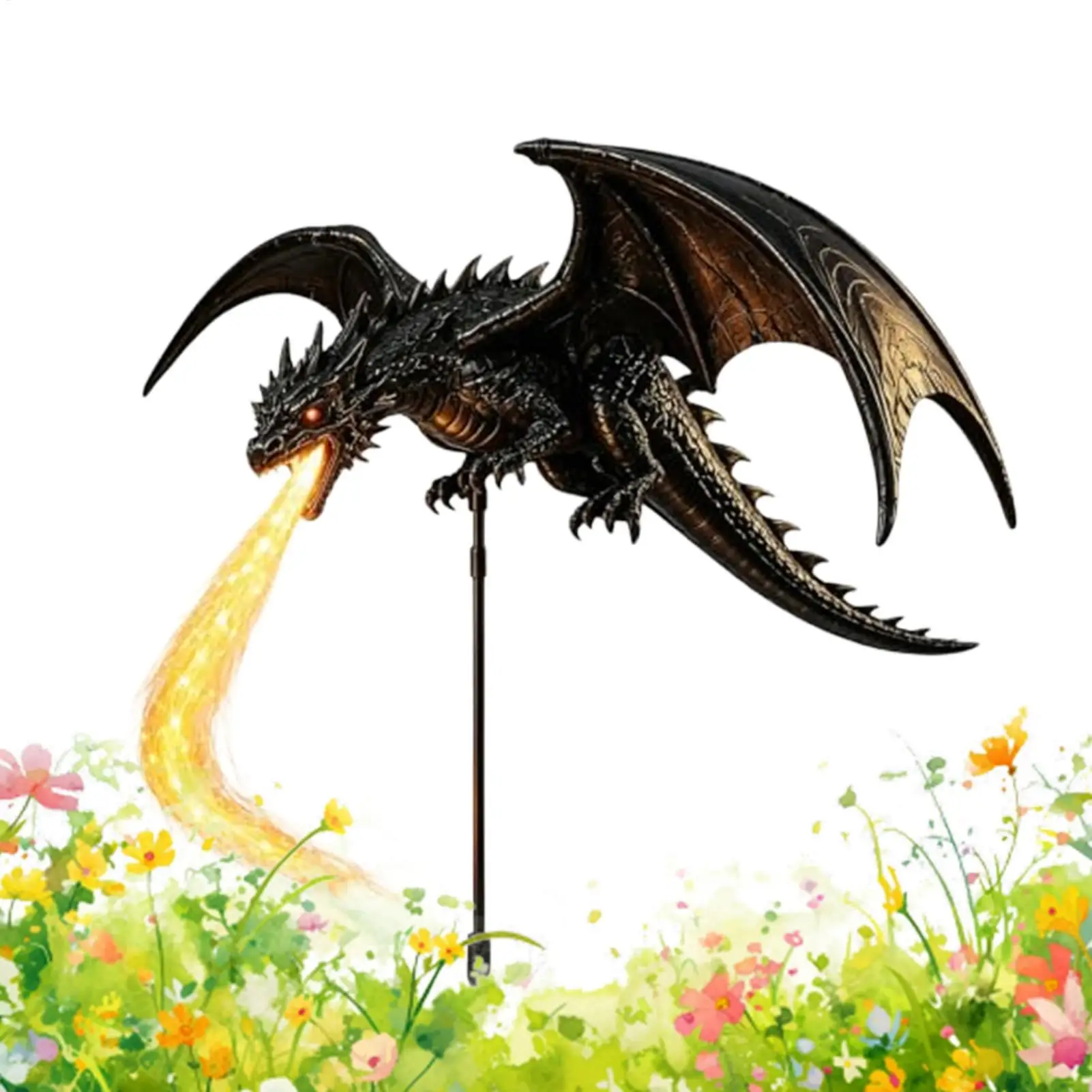 Solar Garden Stake Lights Waterproof Dragon Fire Figurine Lamp Solar Dragon Fire Garden Light for Outdoor Porch Patio Courtyard
