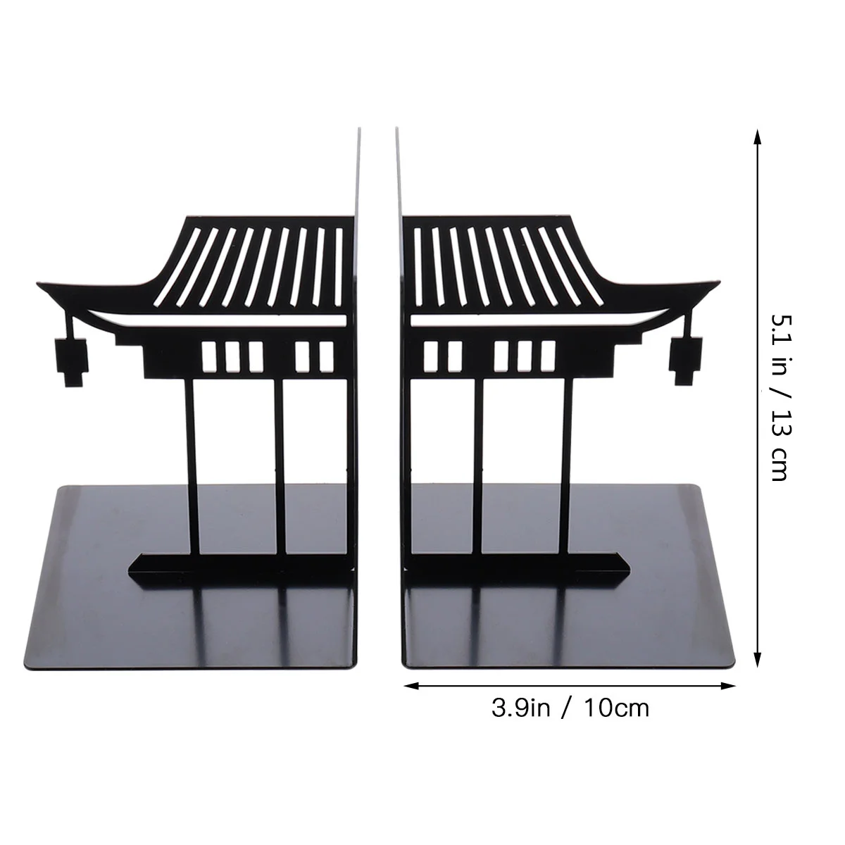 1Pair Metal Bookends Chinese Style Practical Book Organizer for Home Office Library Creative Book Support Stand Storage