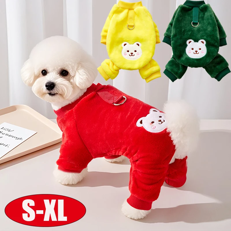 

Winter Warm 4-Legs Dog Coats Soft Flannel Dog Jumpsuit Pajamas Pet Clothes for Medium Small Dogs Chihuahua Teddy Cats Clothing