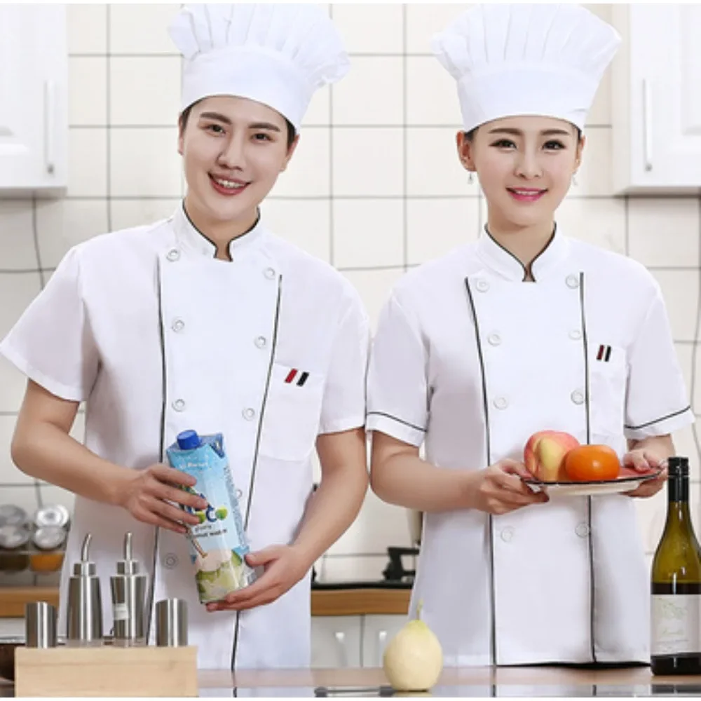 Short-Sleeved Summer Chef Uniforms - Unisex Workwear for Restaurants, Bakeries, Kindergartens & Kitchens