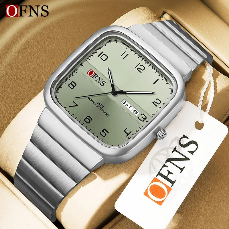 Small Square Waterproof Watch with Premium Steel Band, Alloy Quartz Movement, Dual Calendar Function, Exam-Themed, Simple Design