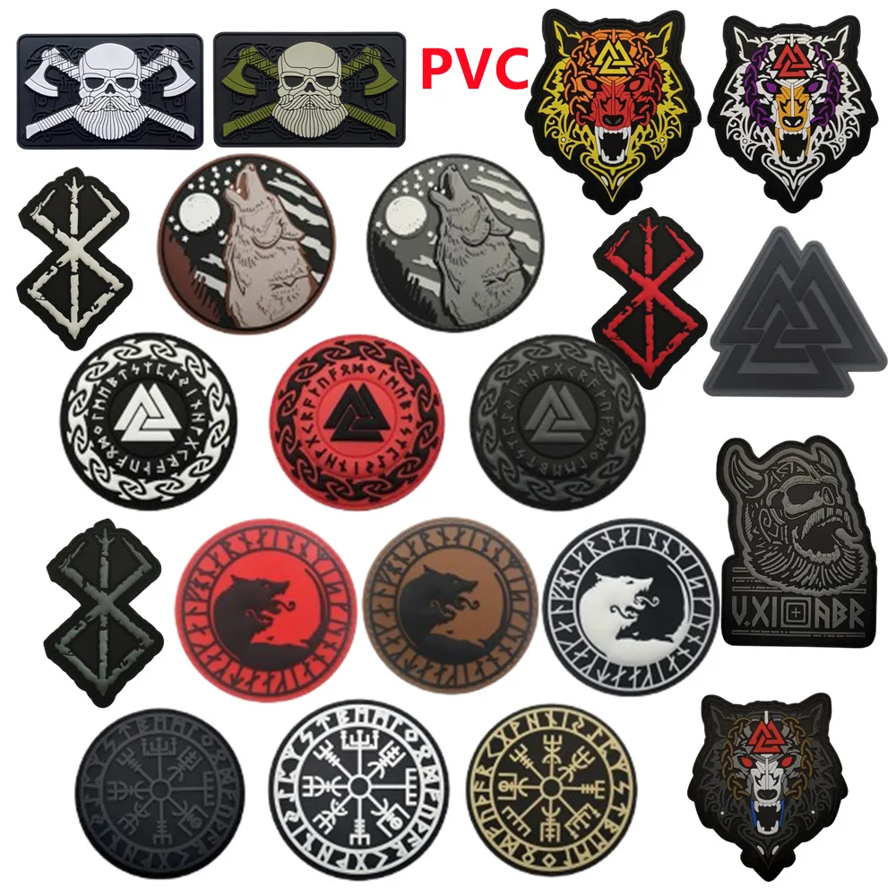 Viking Battle Ax Lone Wolf Logo Armband Late Night Wolf Howl Tactical Survival Magic Sticker Badge Pack Sticker Accessories