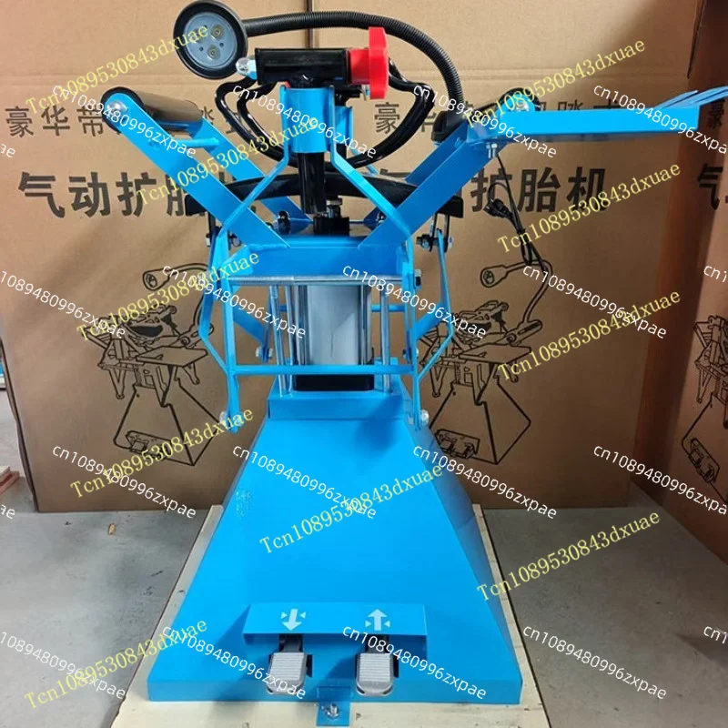 Pneumatic tire expander, manual foot-operated tire repairer, tire picker