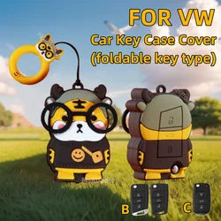 Cute Cartoon Tiger Key Case Cover Shell Fob per Volkswagen VW GOLF Polo Tiguan Scirocco GTI accessori per auto portachiavi Anti-perso