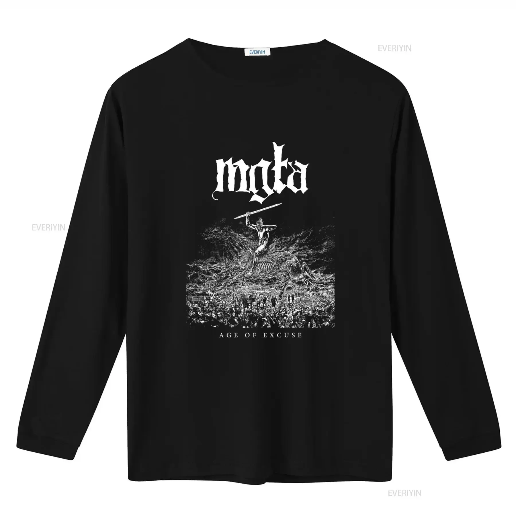 MGLA Age of Excuse Black Metal T Shirt High Quality Print Perfect for Fans vintage Washed Casual Breathable