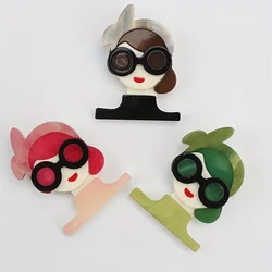 handmade fashion clothes accessories acrylic cartoon glasses girl brooch clothing bag badge ﻿
