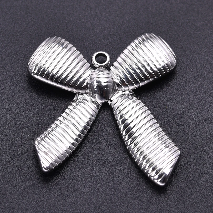 5pcs Girl Bows Pendant Fashion Stainless Steel Pendants For Jewelry Making Charm Handmade Necklace Earrings Bracelets Materials