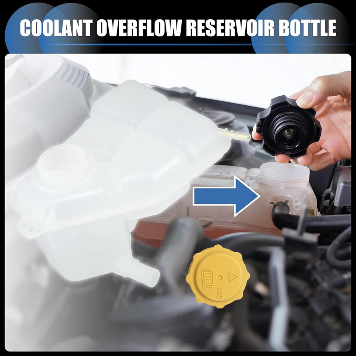 Car Engine Coolant Reservoir Water Tank Expansion Tank with Cover 1221362 2S6H8K218AF for Ford FIESTA MK6 2001-2008