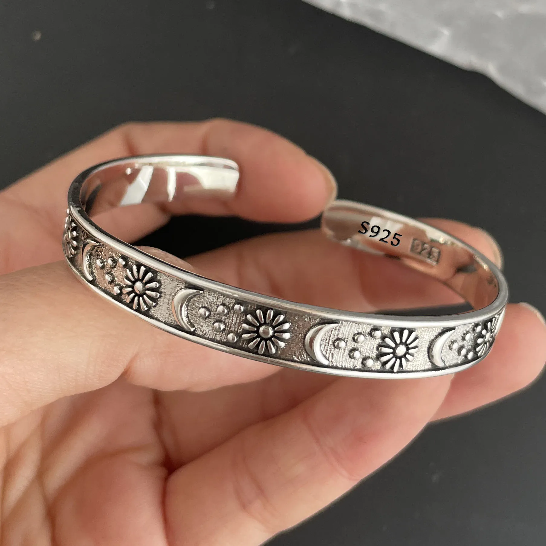 

Браслеты из стерлингового серебра 925 пробы для женщин, аксессуары с луной и солнцем, трендовые винтажные простые милые подвески с медведем, вечерние украшения