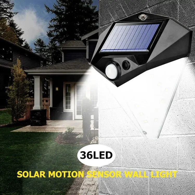 Imagem -04 - Impermeável Led Solar Wall Lamp Sensor de Movimento Iluminação Pública Jardim Decoração do Pátio Refletor ao ar Livre Novo