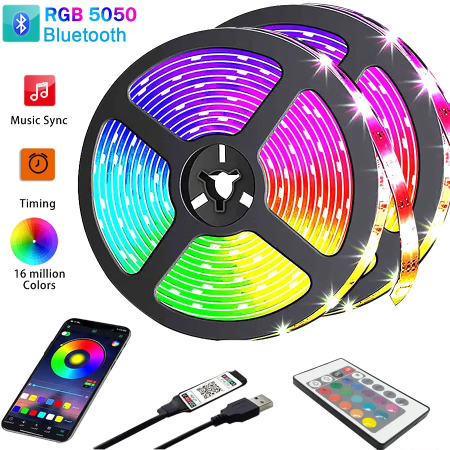 Led 10M Usb Light Strips 5050 Luses Led Rgb Tape Dekoracja pokoju gier dla dzieci 15M Podświetlenie telewizora 5M Led Łańcuch ścienny do pokoju