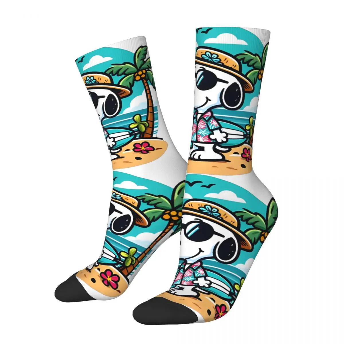 Retro Snoopy Collection Men's compression Socks Unisex Peanuts Snoopy Harajuku Pattern Printed Novelty Crew Sock