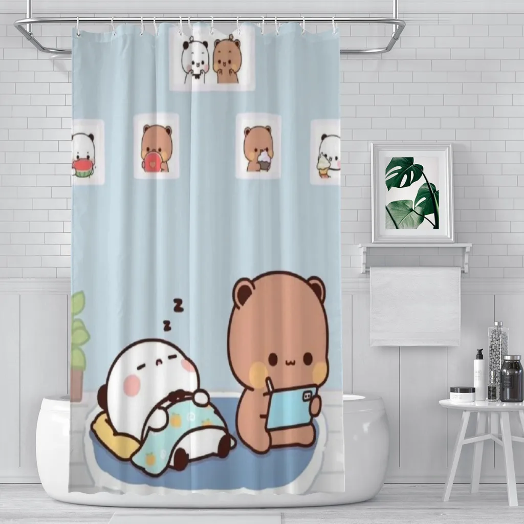 

Cute Bear Pnada Bubu Dudu Shower Curtain Bathroom Decoration Shower Curtain Birthday Gift