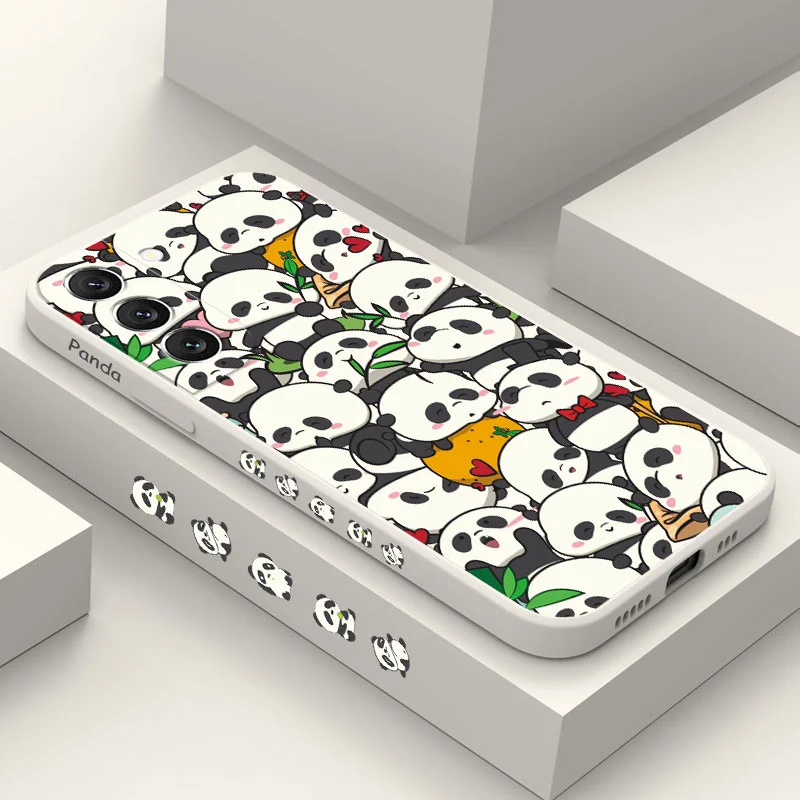 Leaf Panda Phone Case For Samsung Galaxy S23 S22 S21 S20 S10 FE Plus Ultra Liquid Silicone Soft Cover