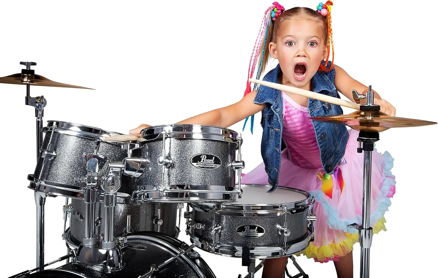 5-Piece Junior Drum Set with Cymbals and Hardware, Gindstone Sparkle Finish