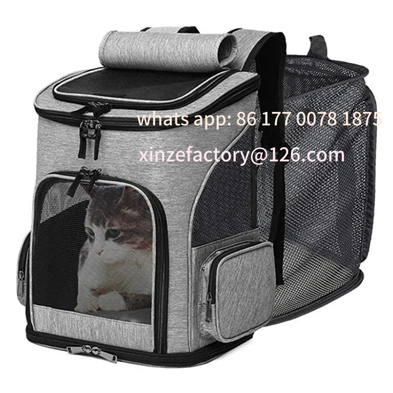 

Customizable Breathable Pet Cat Carrier Backpack Foldable Expandable Large Capacity Creative Transport Travel Bag for Cats Dogs