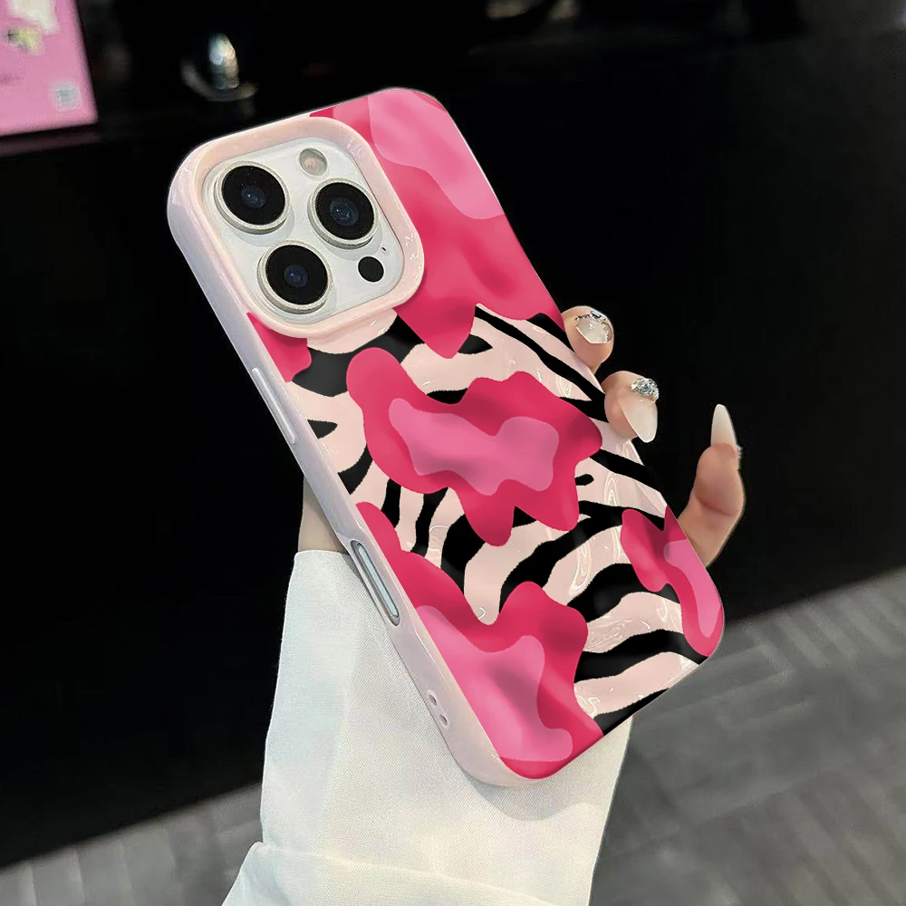Modische Handyhülle mit Kuhmuster für iPhone 17 16 15 14 13 12 11 Pro Max 14 Plus 17Air, Falten-Wellen-Design, weiche Silikon-Schutzhülle, stoßfest – Detail 3