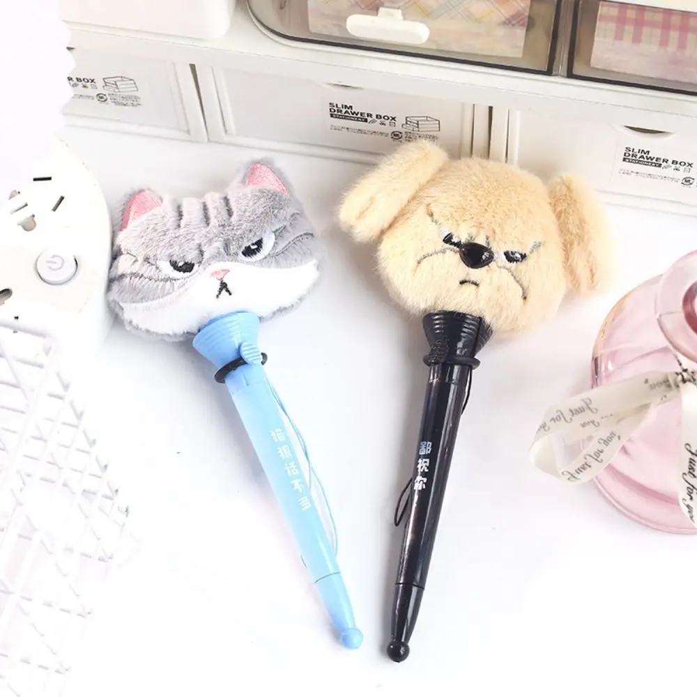 

Creative Plush Bouncing Pen Cartoon Fun Ballpoint Pen Cat and Dog Unique Signing Pen Writing Tool