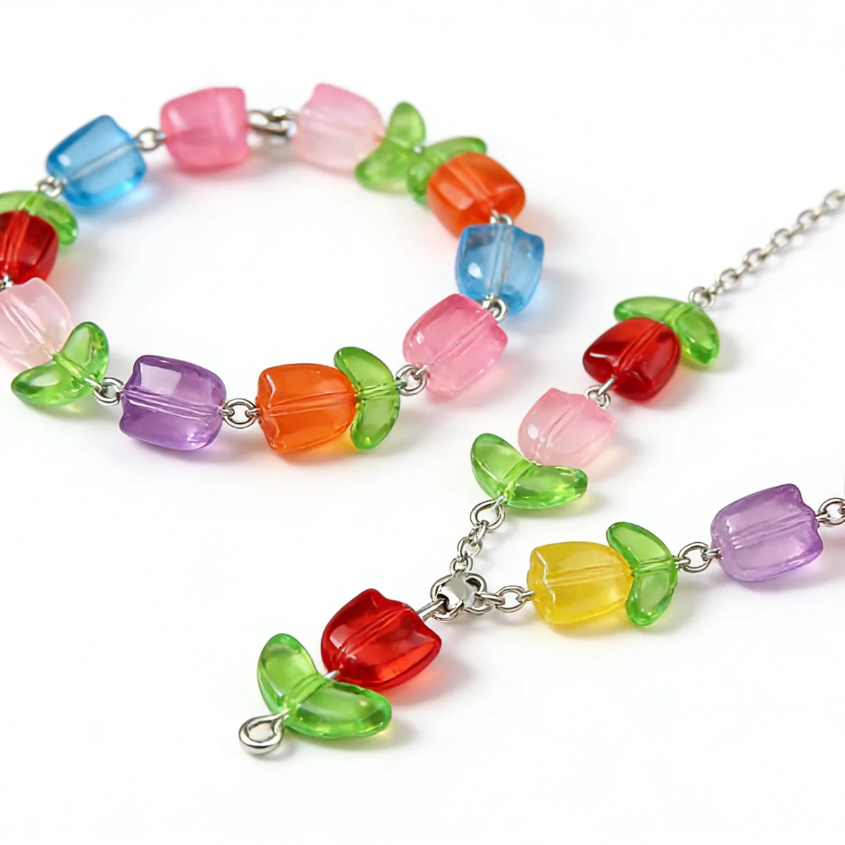 50/100Pairs 9x8mm Pink Tulip Flower Acrylic Beads Transparent Petal Beads for DIY Jewelry Making Bracelet Necklace Earring