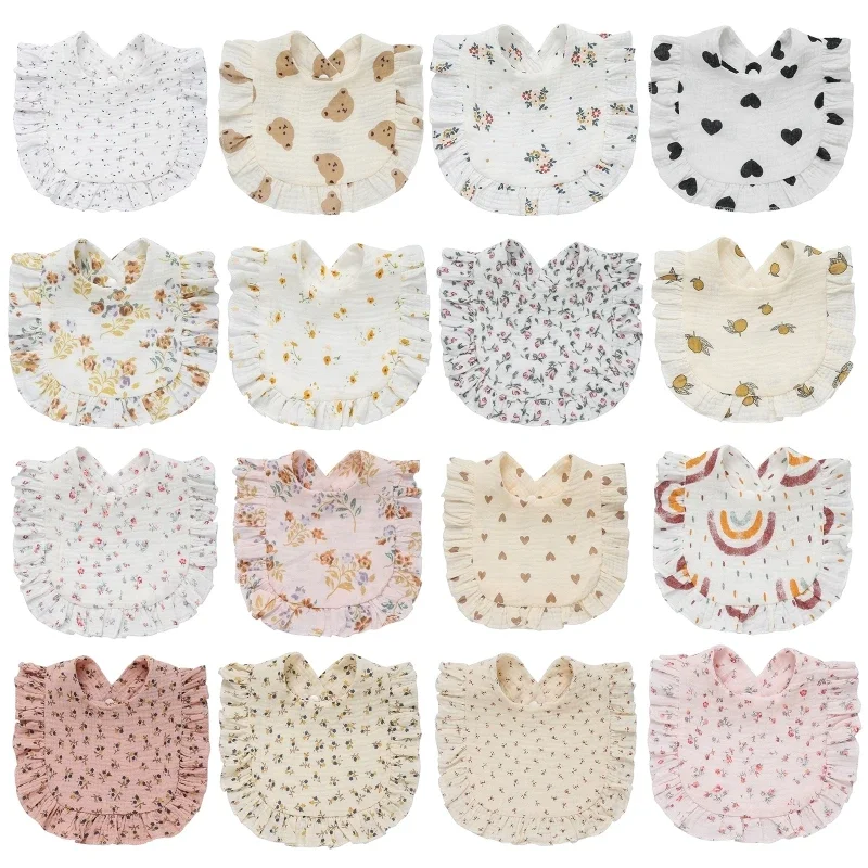 

Floral Feeding Bib Burp Cloth Bib for Baby Boy Girl Gender Neutral Cotton Handkerchief Teether Drooling Bib for Newborn