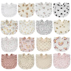 Floral Feeding Bib Burp Cloth Bib for Baby Boy Girl Gender Neutral Cotton Handkerchief Teether Drooling Bib for Newborn