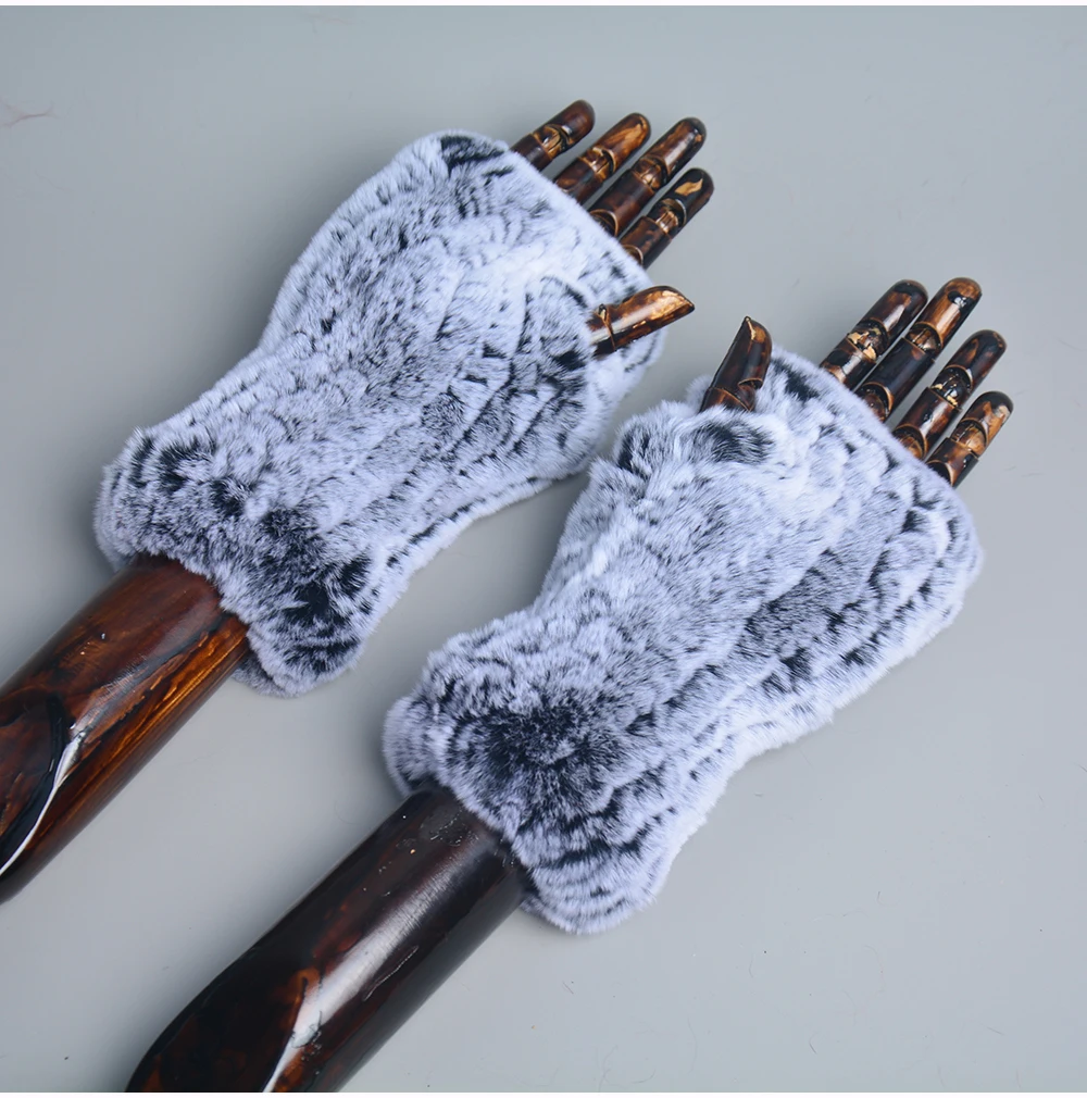 Lady Winter 100% Natural Real Rex Rabbit Fur Glove Women Soft Rex Rabbit Fur Glove Foashion Warm Knitted Genuine Fur Gloves