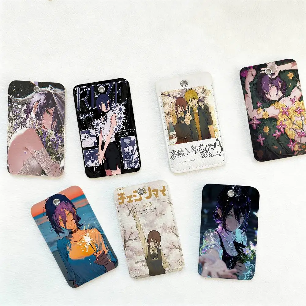 Anime Chainsaw Man Reze Arc Bank Card,Subway, Bus Card Holder Keychain Key Ring Door Access Tags ID Card Case Keychain Access
