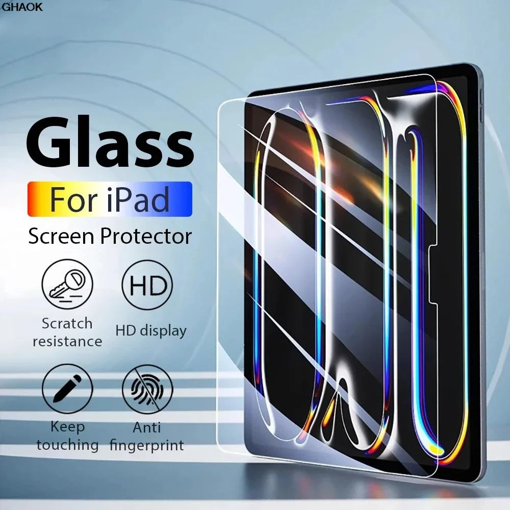 

Защитная пленка из закаленного стекла 9H для iPad Air 7 11/13 дюймов, M3 2025, Pro 13, 11, M4, 12.9, 10, 9, A16, 10-го, 9-го поколений, Air 11, M2, 5, 4, Mini 7, 6