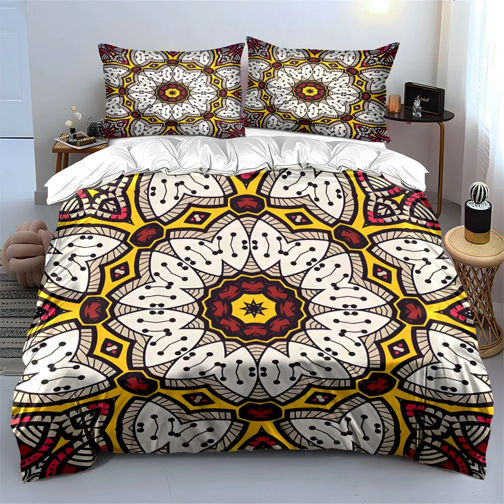 Colorful intricate geometric symmetry artwork Print Bedding Set 1 Duvet Cover 2 Pillowcases for Adult and Children Luxury Gift