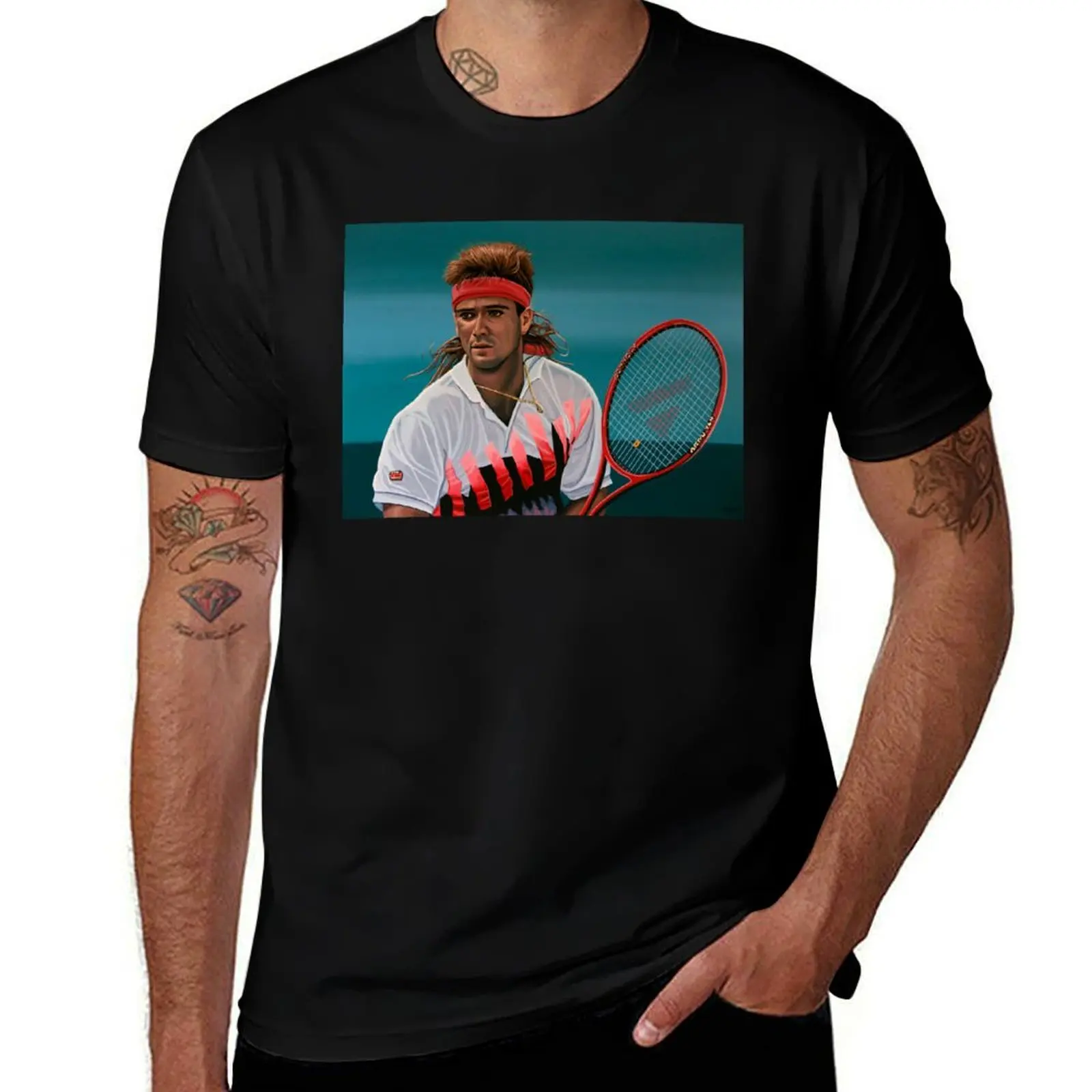 

T-Shirt for t man Agassi man T-Shirt 100 percent t Andre tshirt Painting shirt cotton designer man shirt