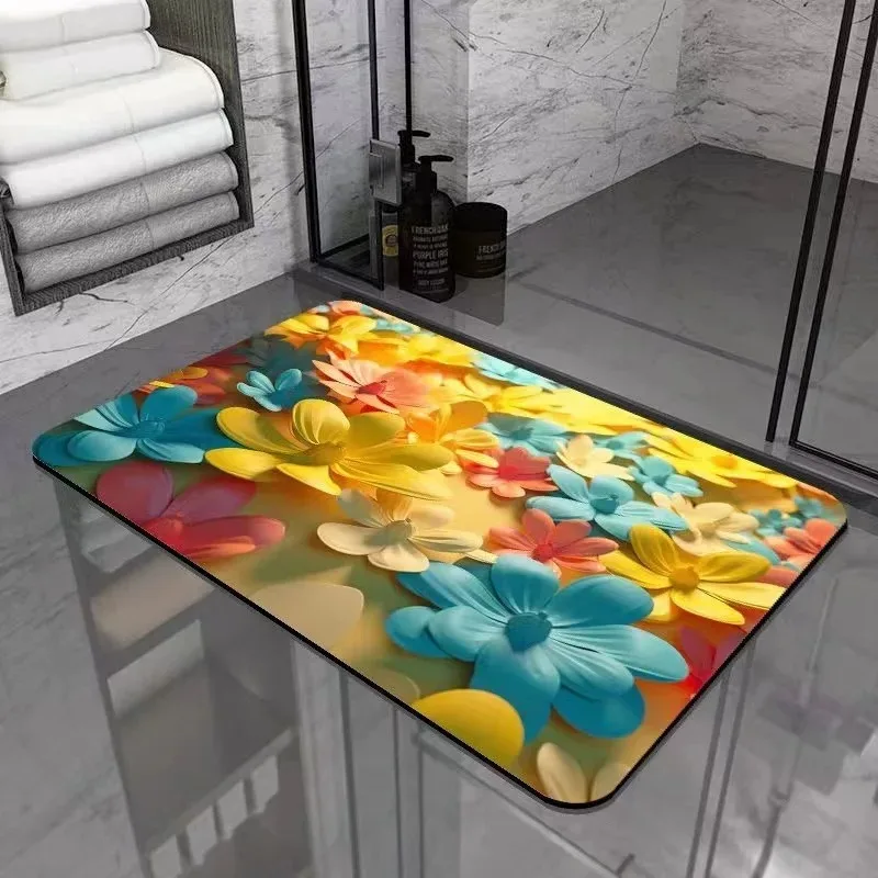 Flower Pattern Door Front Mat Decoration Home Bathroom Floor Mat