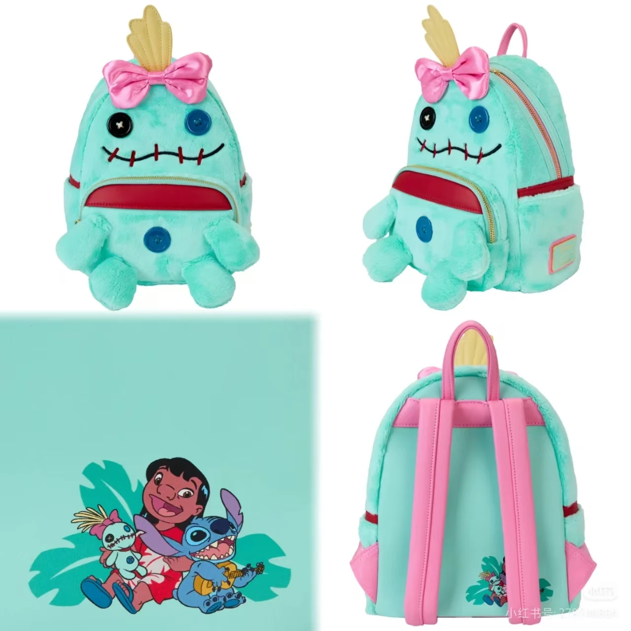 

New Loungefly Disney Stitch Starcraft Baby Mini Backpack Children'S Toy Backpack Plush Backpack Cute Girl Gift Bag
