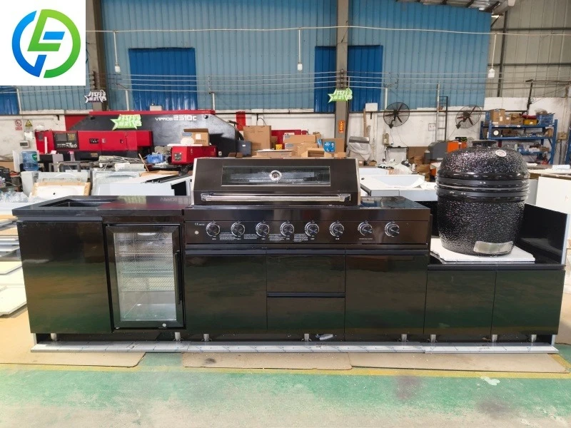 FOODLINE Low Profile Outdoor Kitchen Cabinet For Built In Smoker And Gas Grill Station Use