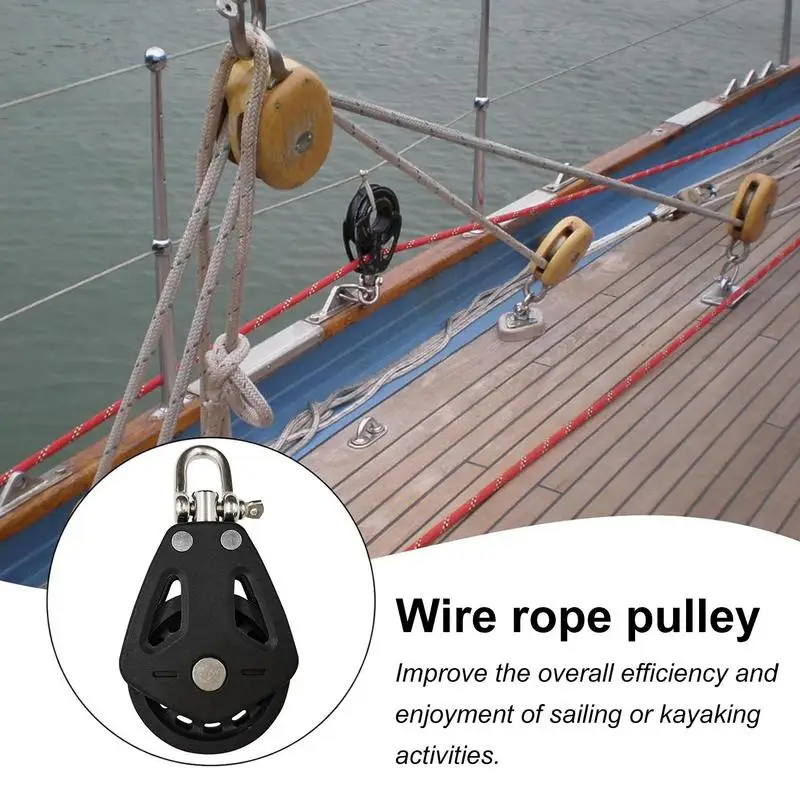 Wire Rope Pulley 2pcs Pulley Block Rope Runner Heavy Duty Pulley Block Rope Runner Single Pulley Bearing Block For Kayak Gym