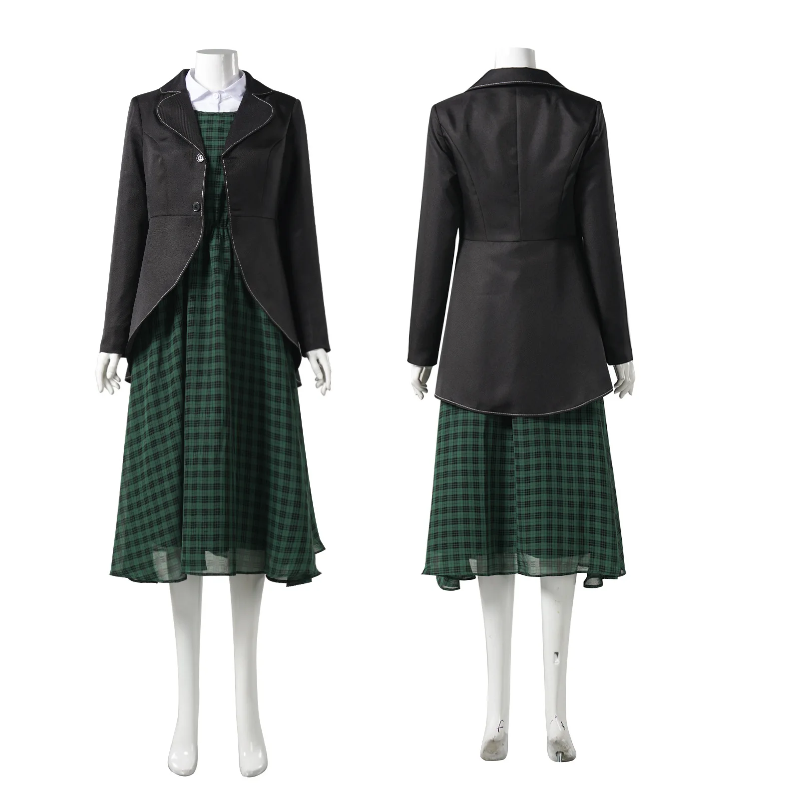 

Lydia Cosplay Costume Green Dress with Skirt Coat Uniform for Women Movie Halloween Christmas Carnival Party Suit