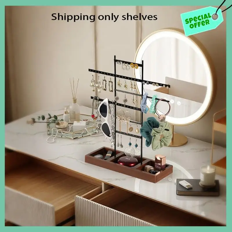 

7-Layer Bracelet Necklace Display Stand Set Kit Solid Wood Base Rings Jewelry Stand
